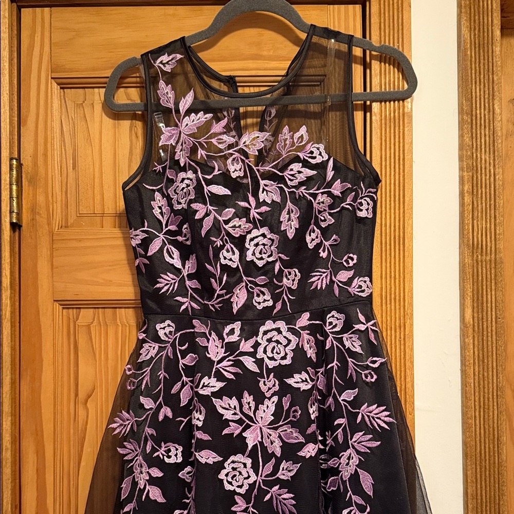 Elegant Black and Pink Floral Dress